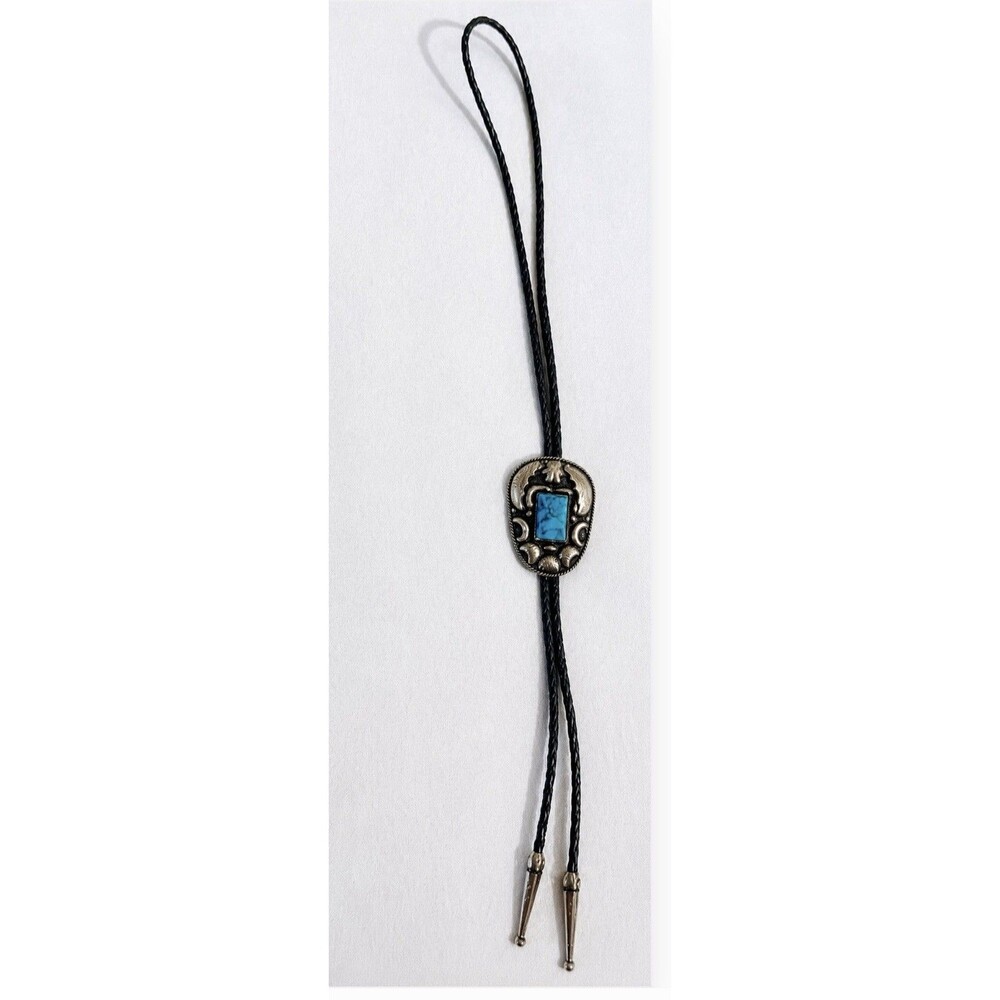 Vintage Sterling Silver & Turquoise Western Bolo Made In Mexico